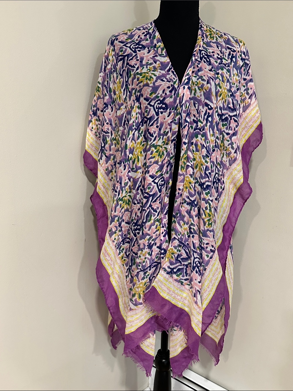 Pretty Persuasions Lavender Floral Swim Coverup with Purple Trim